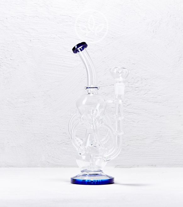 Glas Recycler Bong mit Diffusor 31cm